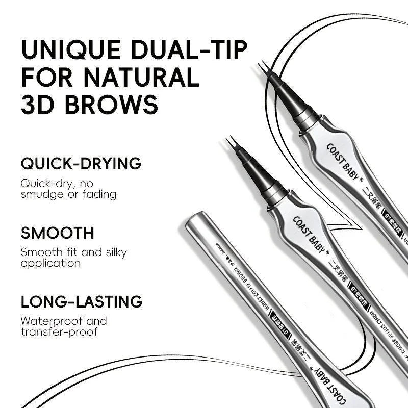 Beginner Friendly 2 Forks Tip Eyebrow Pen COAST BABY Waterproof Long Qme