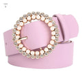 Elegant Vintage Fashion Retro Round Buckle Pu Leather Korean Belt Qme black