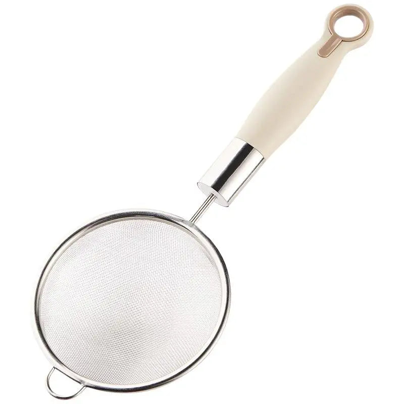 Stainless Steel Mesh Filter Spoon Juice Soybean Milk Strainer Plastic Qme