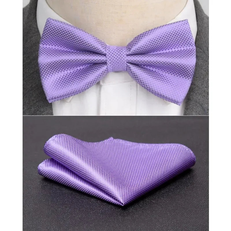 Men Bowtie Cravat Set Solid Fashion Butterfly Party Wedding Bow Ties Girls Formal Dress Tie Mens Bowknot Fashion Accessories Qme Light purple