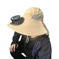 Breathable Solar Fan Hat Strong Wind Wide Brim Sun Hat with Fan with Shawl UV Protection Summer Fan Visor Cap Hot Weather Qme Khaki Round