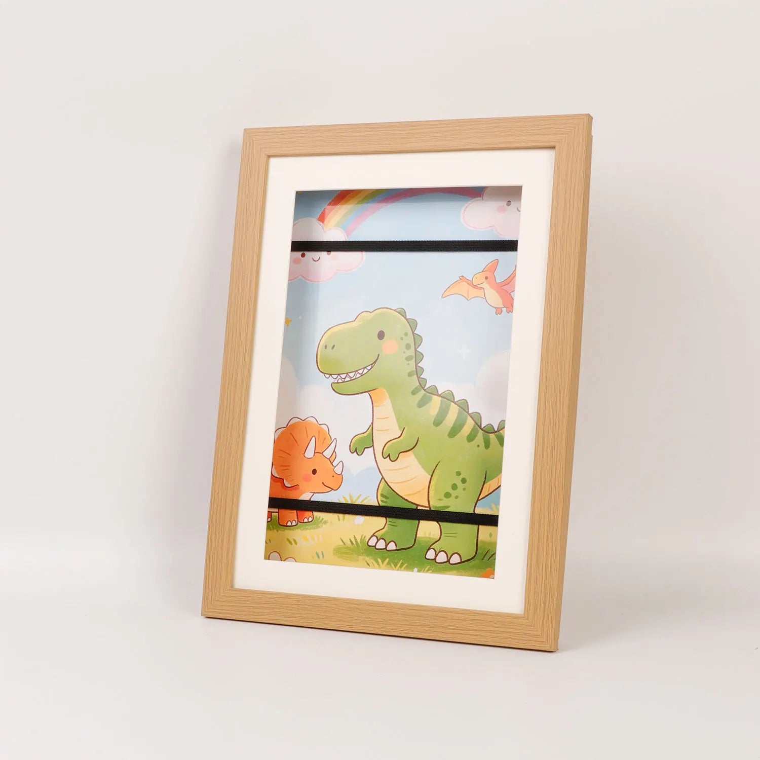 Sturdy A4 Kids Artwork Frame Without Mat Magnetic Front Opening Door Qme natural wood color A4