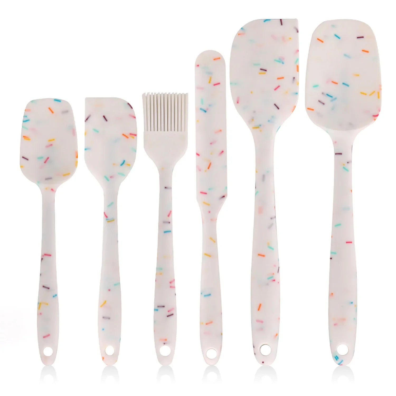 6 Silicone Spatula Food Grade Non Stick Heat Resistant Spatulas Qme colorful white
