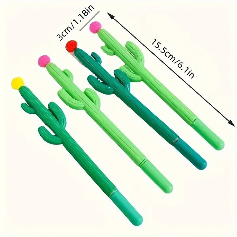 12pcs Cactus Shaped Ballpoint Pen Black 0.5mm Gel Ink Ballpoint Pen for School Home Office Qme