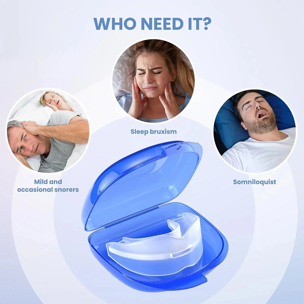 Sleep Aid Anti-Grinding Mouth Guard Stop Snoring Bruxism Protection Dental Tray Comfortable Night Use Oral Care Sleeping Device Qme