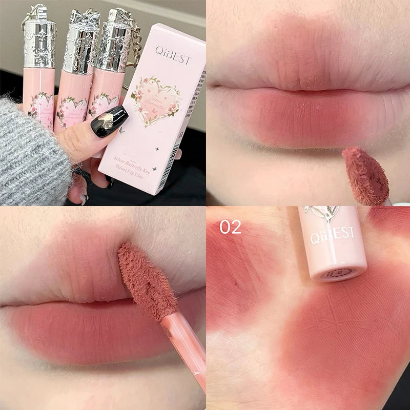 Qibest 4 Colors Velvet Lip Mud Matte Finish, Skin-Tone Enhancing Lip Tint, Versatile Nude Makeup, Budget-Friendly for Students Qme