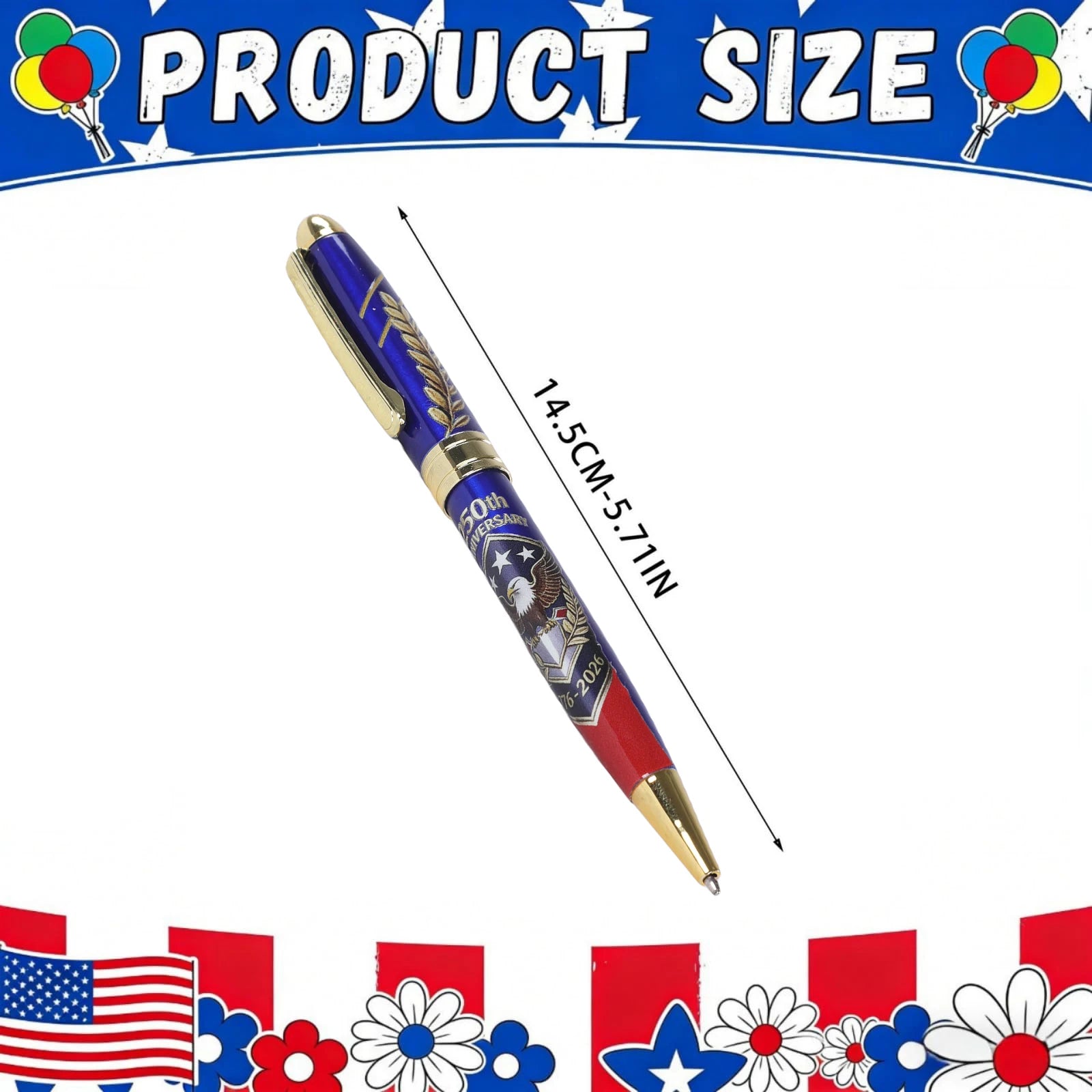 250th Anniversary Commemorative Ballpoint Pen 1776-2026 Commemorative Collector Pen for Men Lawyers History Buffs Qme