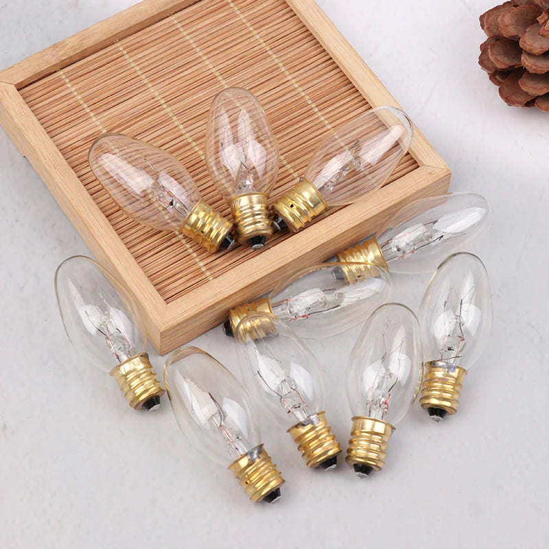 E12 120V 7W Transparent Warm Yellow Tungsten Lamp Light Bulb Qme