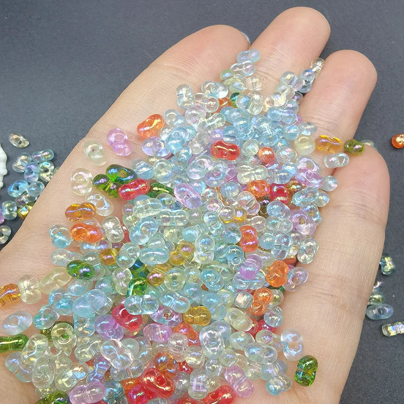 10g Glass Peanut Beads 3*6mm Transparent Small Glass Seed Bead Kit for Jewelry Making DIY Bracelets Necklaces Crafts Bulk Qme 1