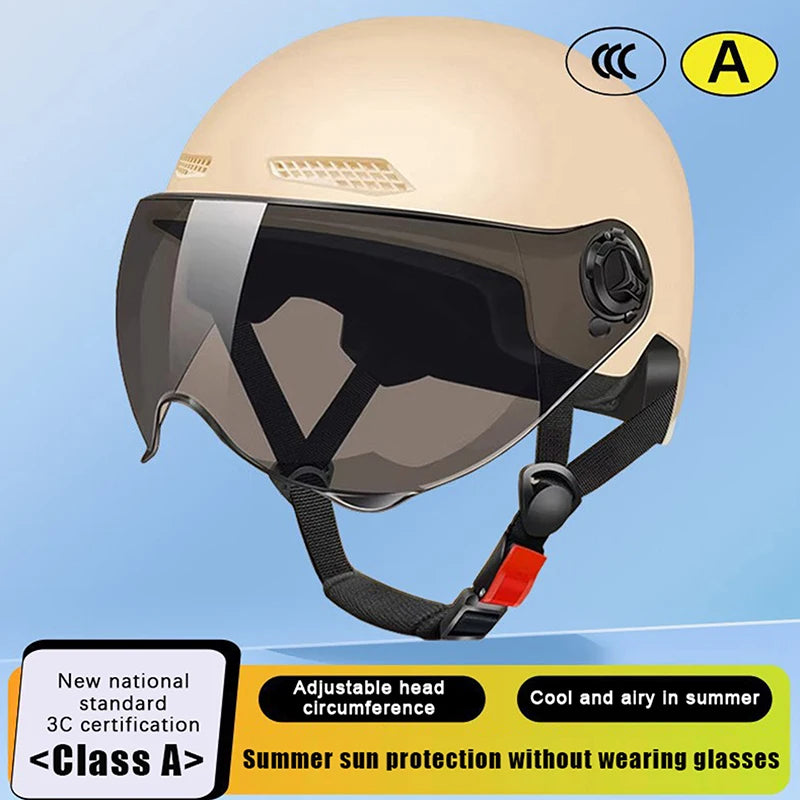 3C Certified Men's Women's Adult Cartoon Electric Bicycle Motorcycle Qme Khaki A Sunscreen