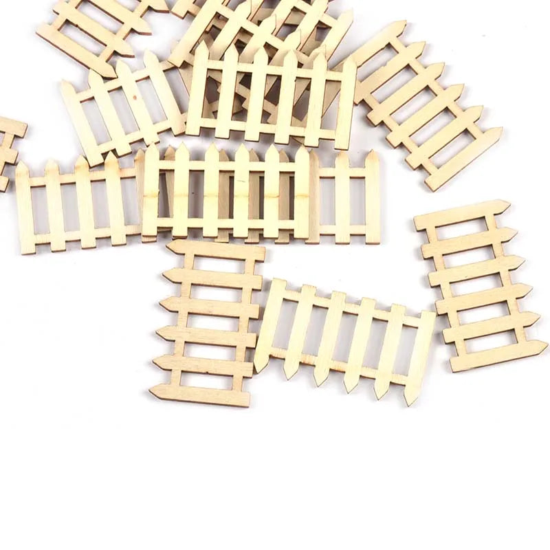 20pcs 3.9x5cm Natural Wooden Fence Carfts For Scrapbook Handwrok Supplies Decorations Home Blank Wood DIY Painting Accessories Qme