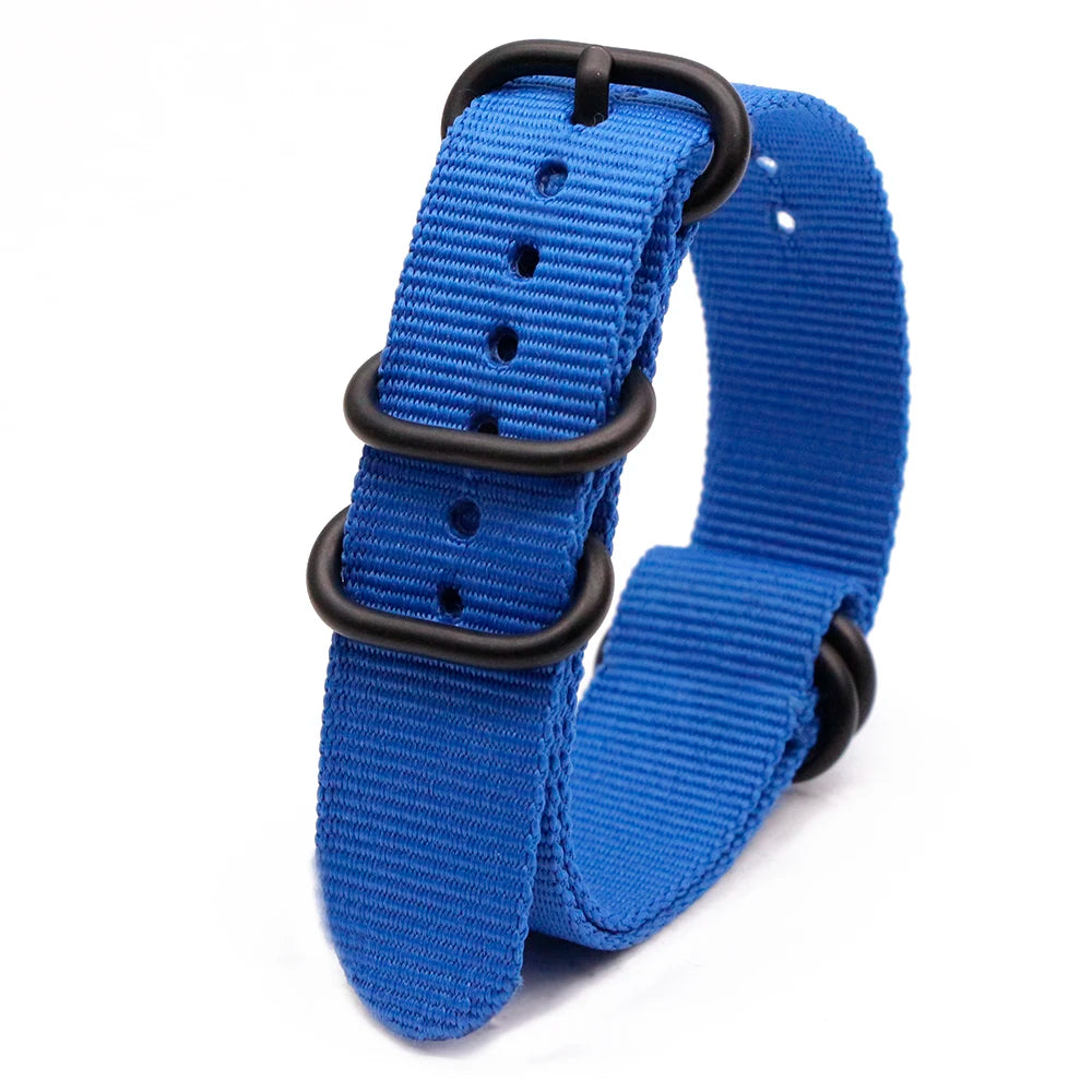 Army Sports Nylon Watch Band 18MM-24MM Black Ring Buckle Wristband Accessories for Samsung Huawei Watches Qme Sky Blue 22mm