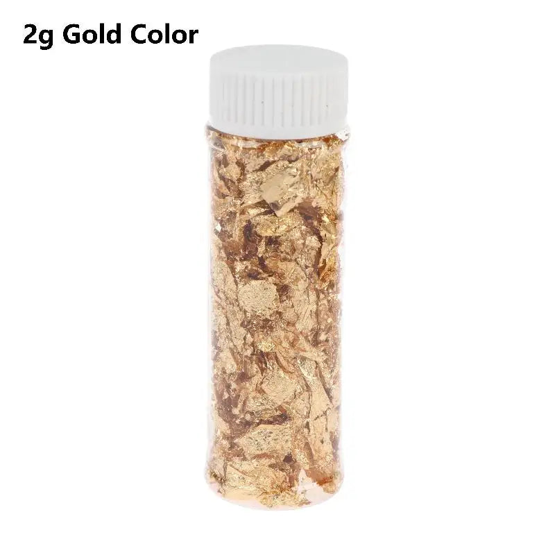 2 5 Metallic Foil Flakes Gold Colorful Alloy Arts Nails Painting DIY Qme 2g Gold Color