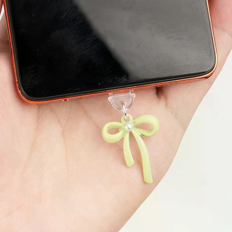 Contemporary Bow Design Type-c Phone Dust Plug Pendant Offers Qme