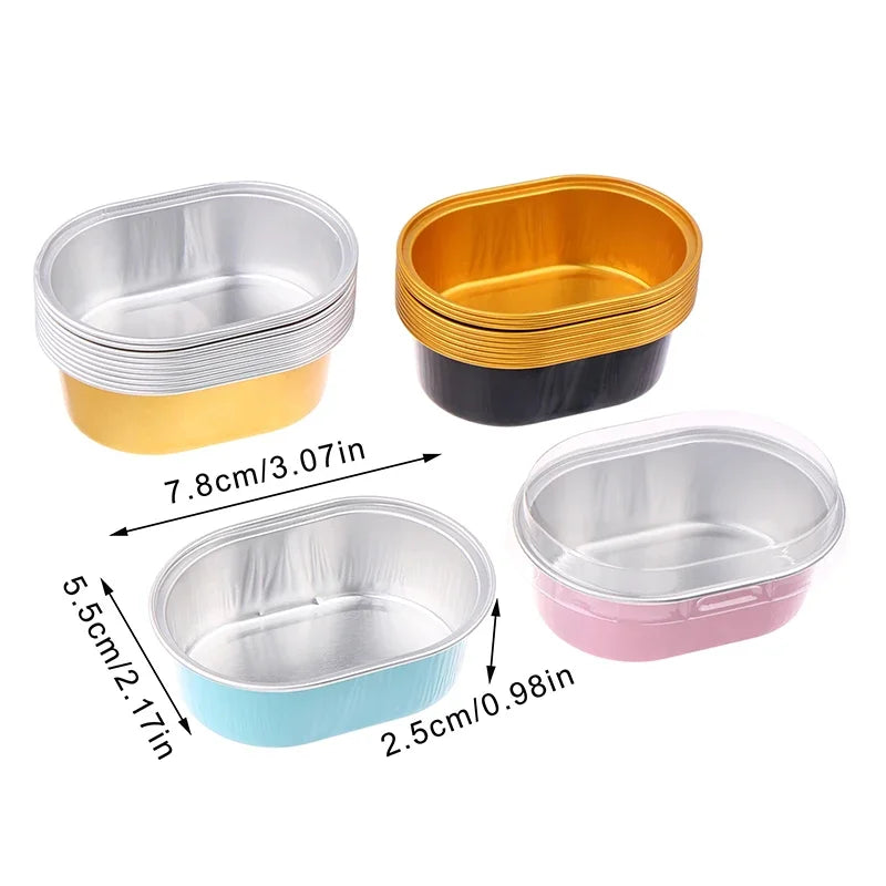 Aluminum Foil Cupcake Cups Lids Non-stick Baking Oval Pudding Dessert Qme