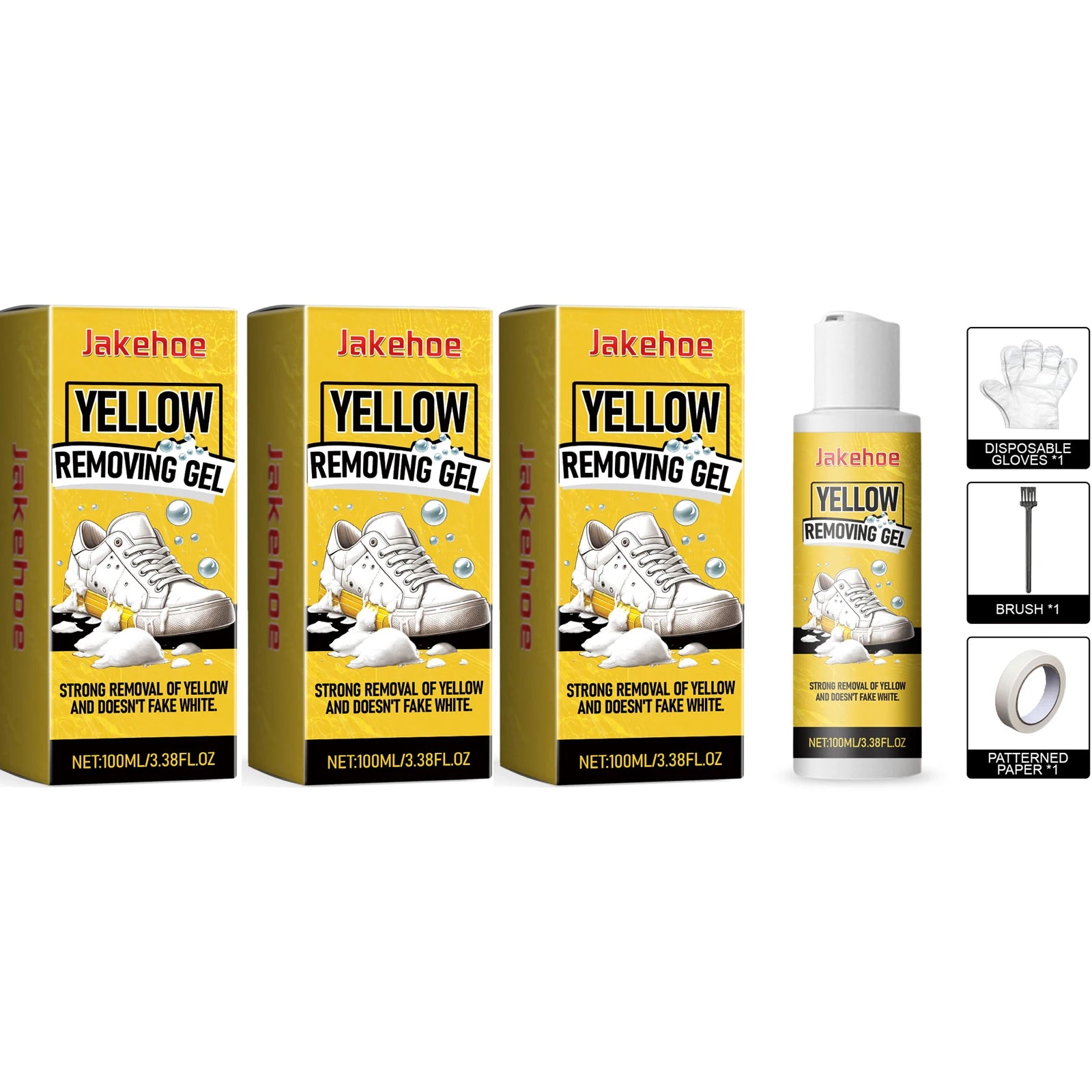 White Shoe Cleaning Gel Effectively Removing Stubborn Stains Preventing Shoes Yellowing Eliminate Odors Shoe Yellow Removing Gel Qme 3 x 100ml Boxed