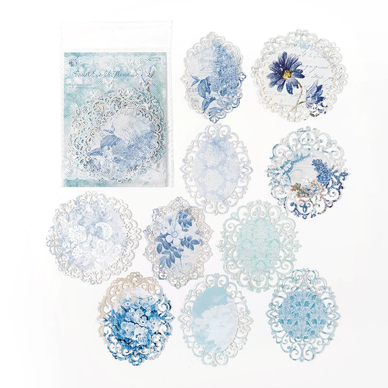 10 pcs Vintage Broken flower hollowed out lace paper Decorative Diy Scrapbooking Diary Album junk journal Collage material Qme D