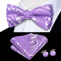 Hi-tie Pink Dot Silk Mens Pre-tied Bow Tie Hanky Cufflink Dusty