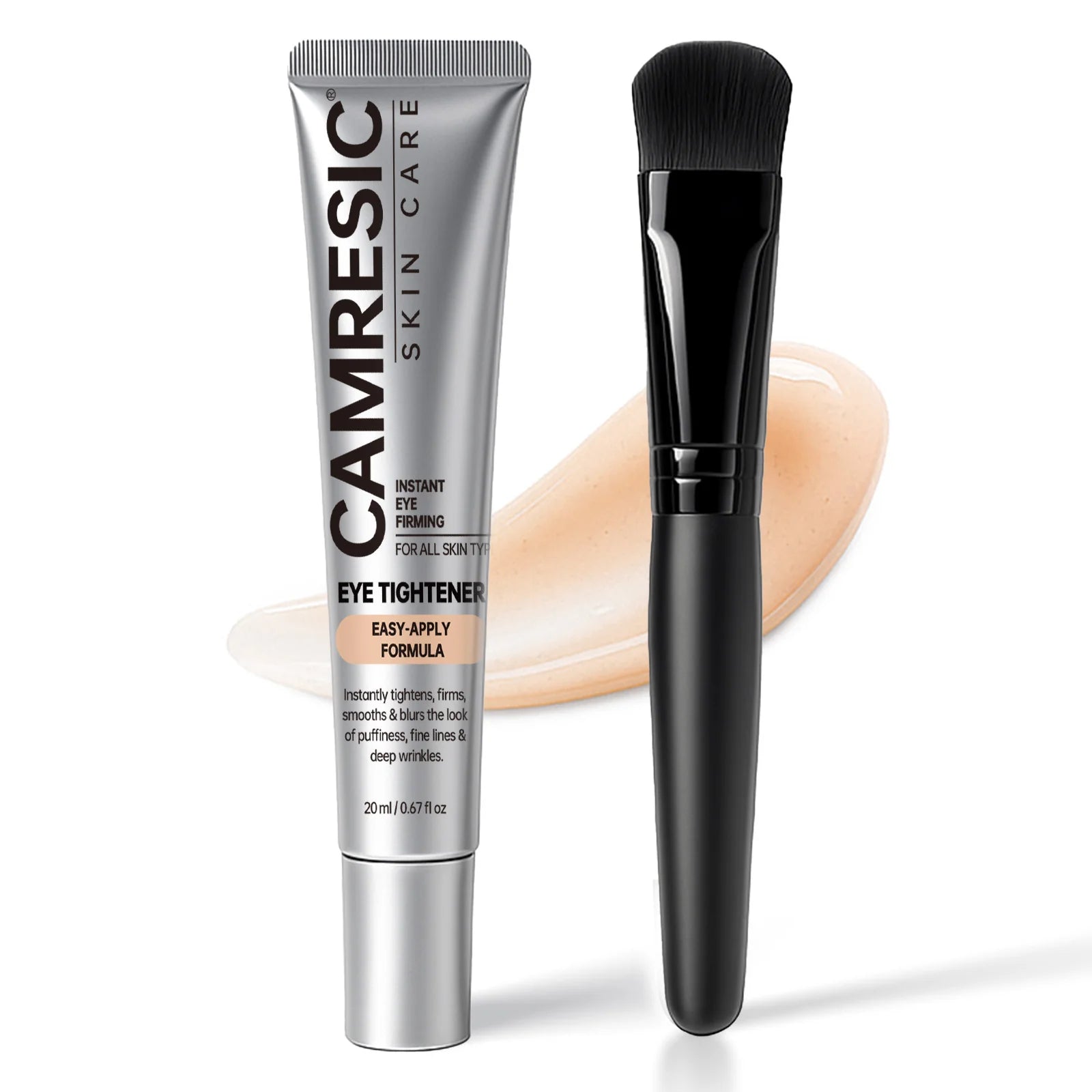 Instant Firming Eye Tightener Cream Lightens Dark Circles Anti-Puffiness Reduces Fine Lines Lifting Firming Eye Cream with Brush Qme 1 Set