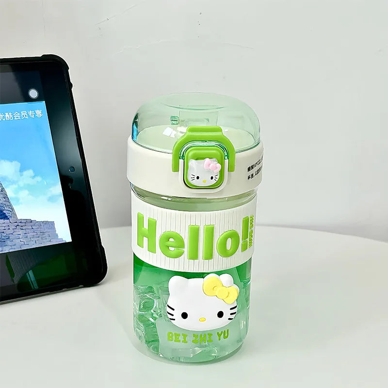 Hello Kitty Straw Cup Summer Portable Shock-Resistant Travel Cup Student-Friendly Sports-Grade Heat-Resistant Plastic Cup Qme 4 450mL