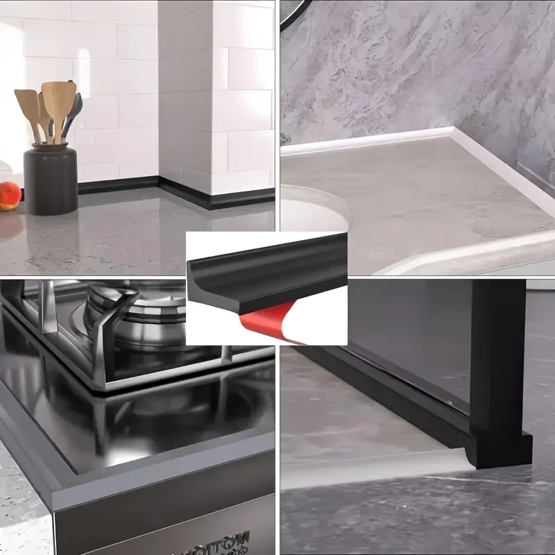 1 self-adhesive silicone waterproof strip for kitchens and bathrooms, suitable for countertops, cabinets, and sink edges Qme