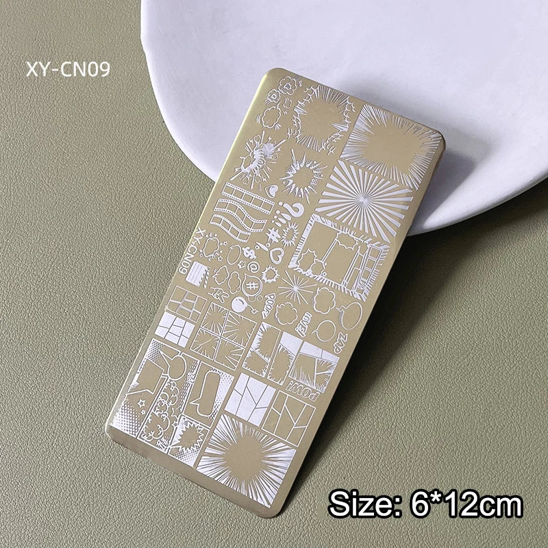 12x6cm Golden Rectangular Nail Stamping Plate Bowknot Butterfly Qme 9