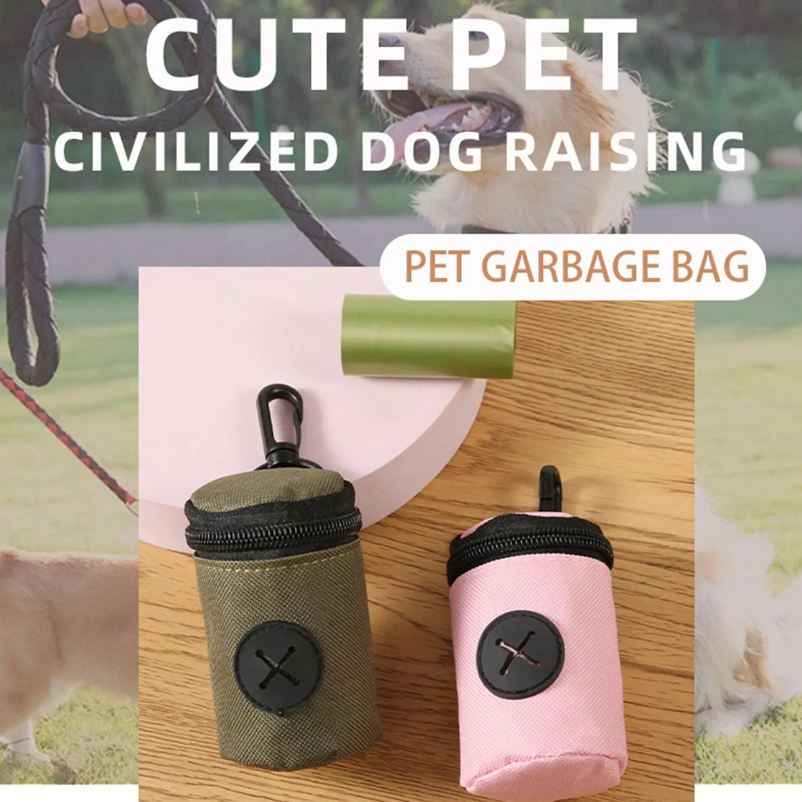 Dog Poop Bag Holder with Zipper Clip Small Pouch Pet Training Poop Bag Dispenser for Pet Puppy Small Medium Large Breed Home Qme