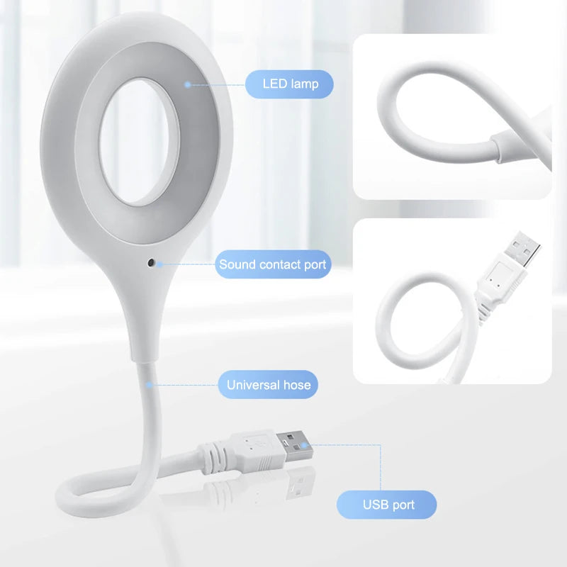Intelligent Voice Controlled Night Light LED Book USB Flexo Desk Lamp Qme A2