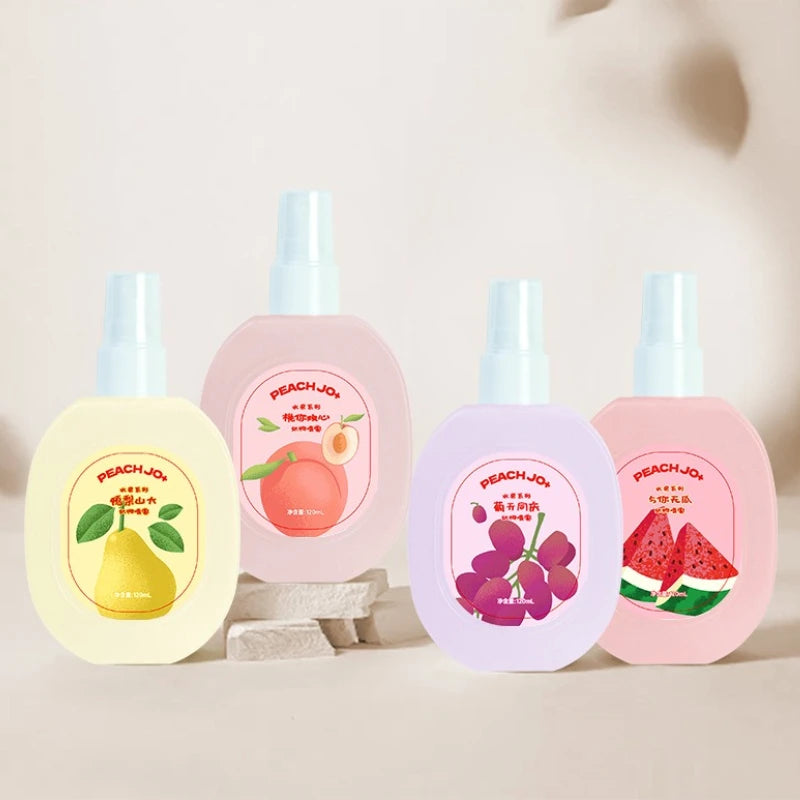 Fruit Pear Peach Grape Fragrance Clothing Deodorizer Spray Lasting Light Fragrance Deodorants Perfume Air Freshener Liquid 120ml Qme