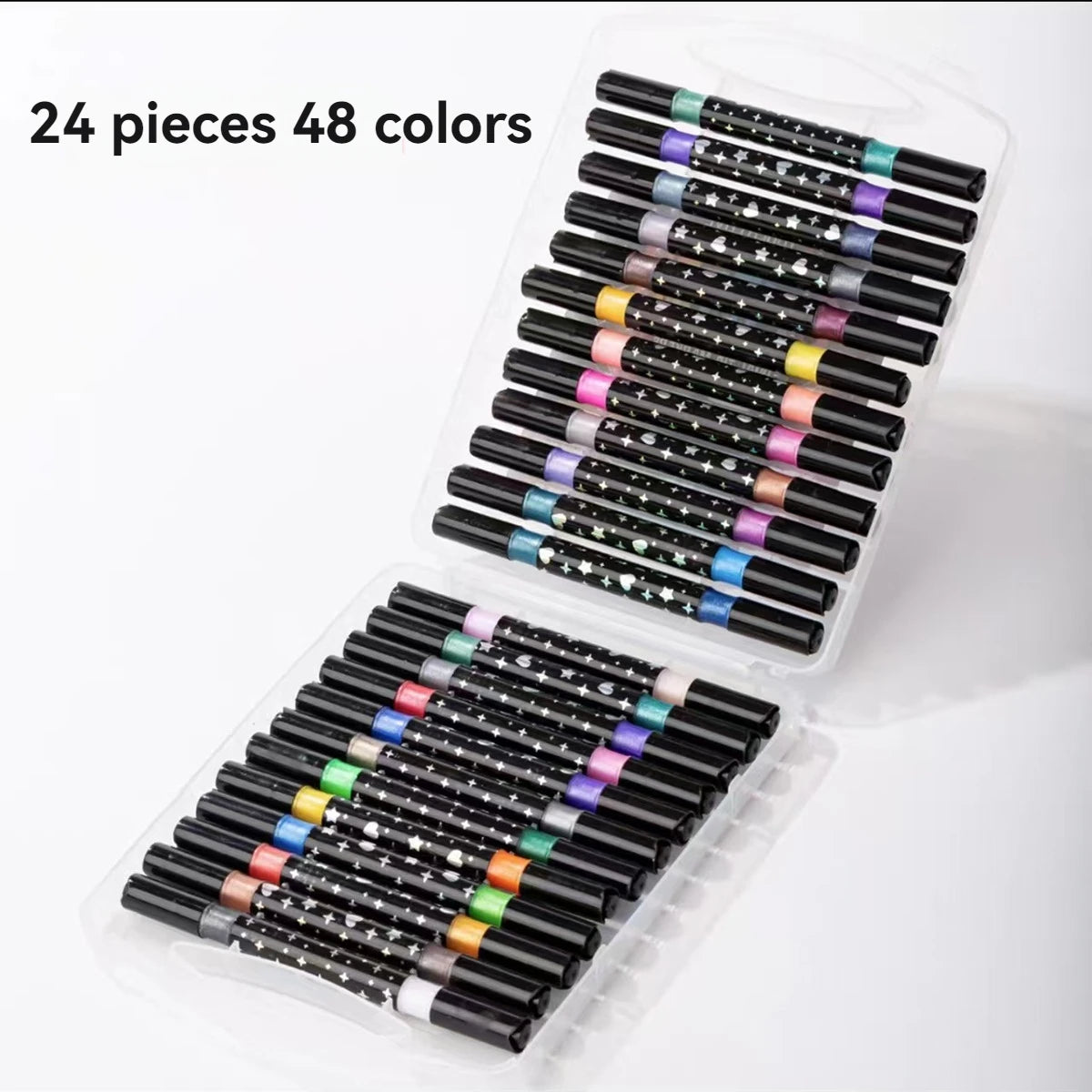 24/48/72/96 Colors Dual Brush Tip Glitter Art Markers Metallic Paint Marker Pens DIY Crafts Birthday Cards, Making Poster, Album Qme 24 Pcs-48 colors