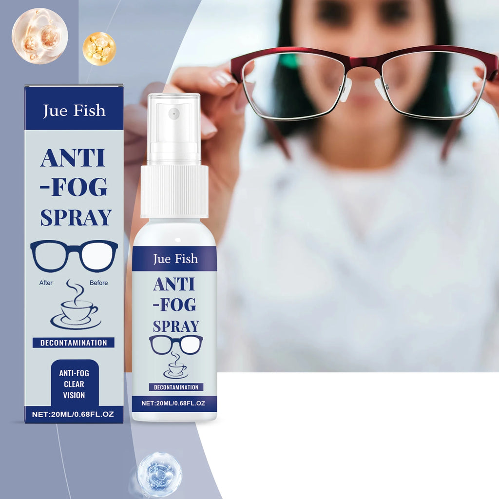 Jue Fish 20ml Anti Fog Spray Glasses Anti Fogging Cleaning Lenses Clear Vision Waterproof Portable Defogger Qme