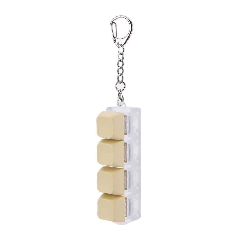 Keyboard Key Toy 4 Keys Button Keycap Fidget Keychain Keyboard Clicker Toy Keyboard Cube Toy for Adult Gifts To Relief Pass Time Qme Yellow
