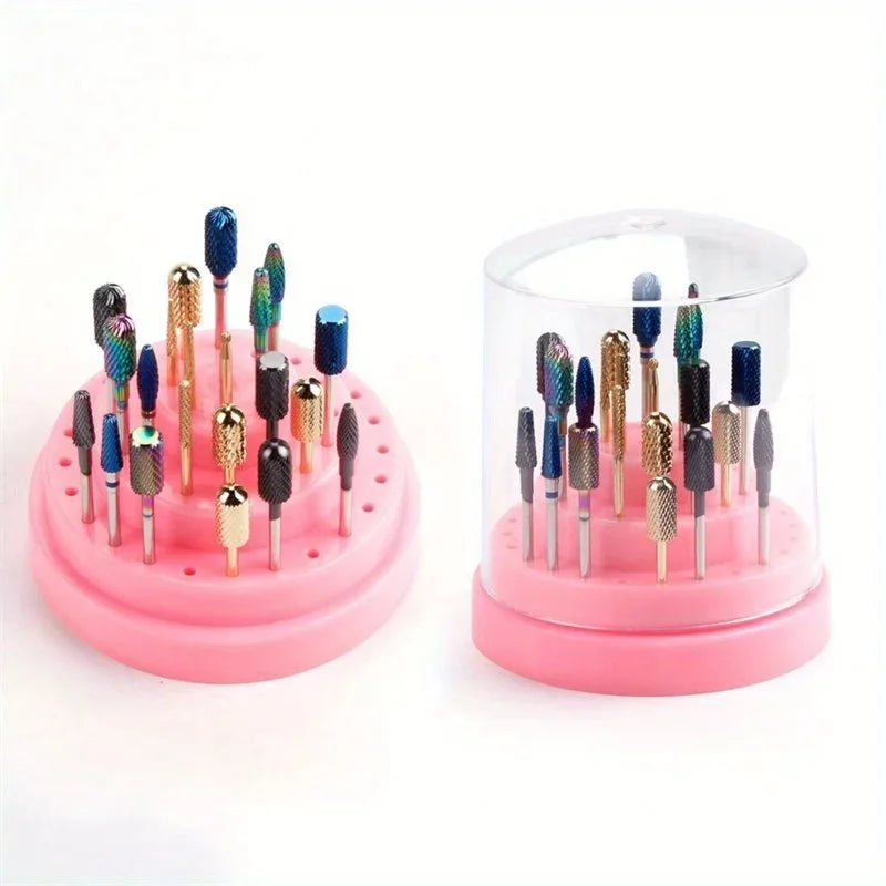 Nail Drill Bits Organizer Stand - Transparent Durable Storage Box，Nail polish grinding head storage box, grinding head box Qme