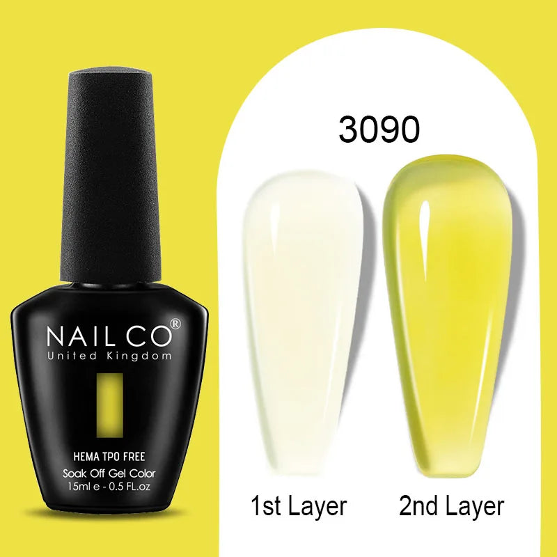 Nailco Jelly Gel Nail Polish Transparent Varnishes 44 Colors Red Pink