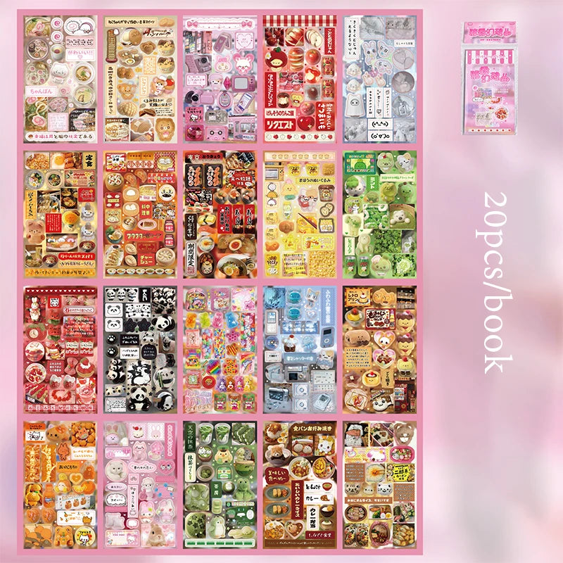 Japanese Style Cute Multi-Theme Sticker Book, Lovely Cartoon Journaling Material, Must-Have for Students & Stationery Lovers Qme B