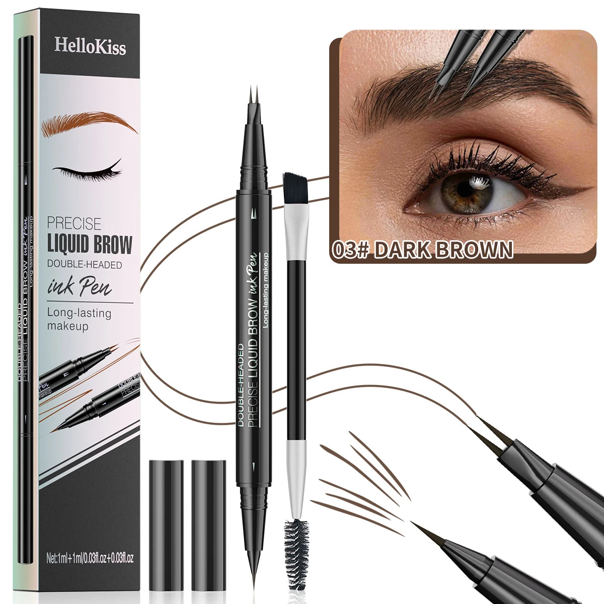 Two-Pronged Eyebrow Pencil Waterproof Sweatproof Non-smudging Multifunctional Natural Eyebrow Pencil Makeup Cosmetics Qme