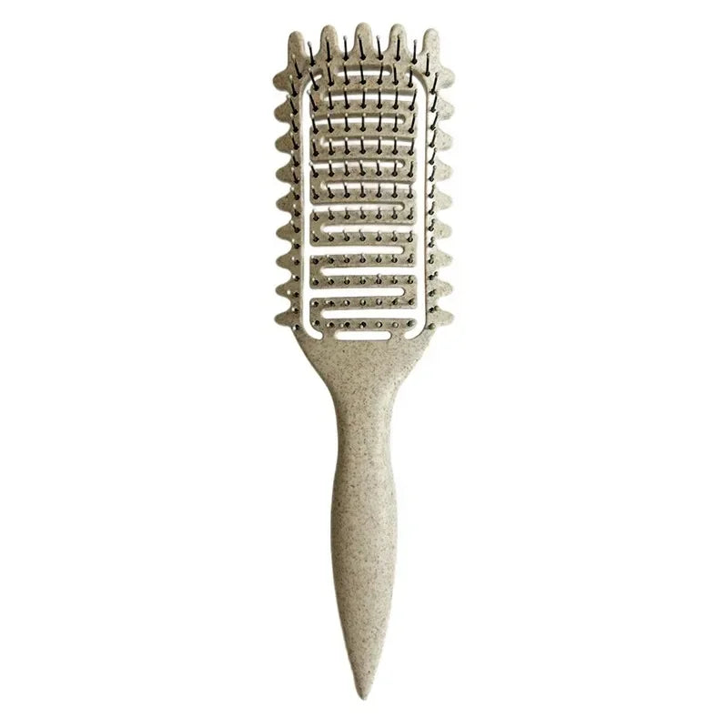 Curl Define Styling Brush Hollow Out Detangling Hair Brush Tangled Wet Curly Hair Comb Shaping Curls Barber Hairdressing Tools Qme 1Pc Beige