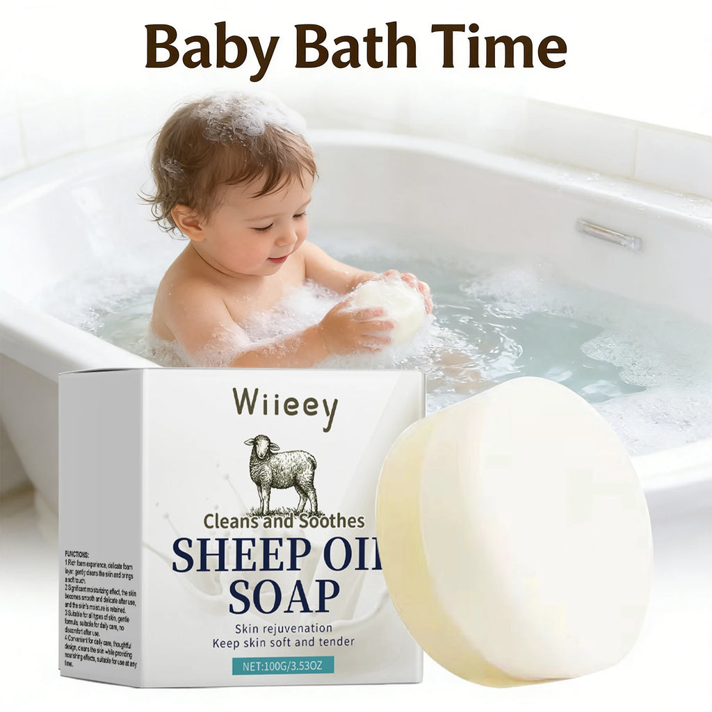 Natural Sheep Oil Soap Children Deeply Cleaning Remove Stains Improve Qme