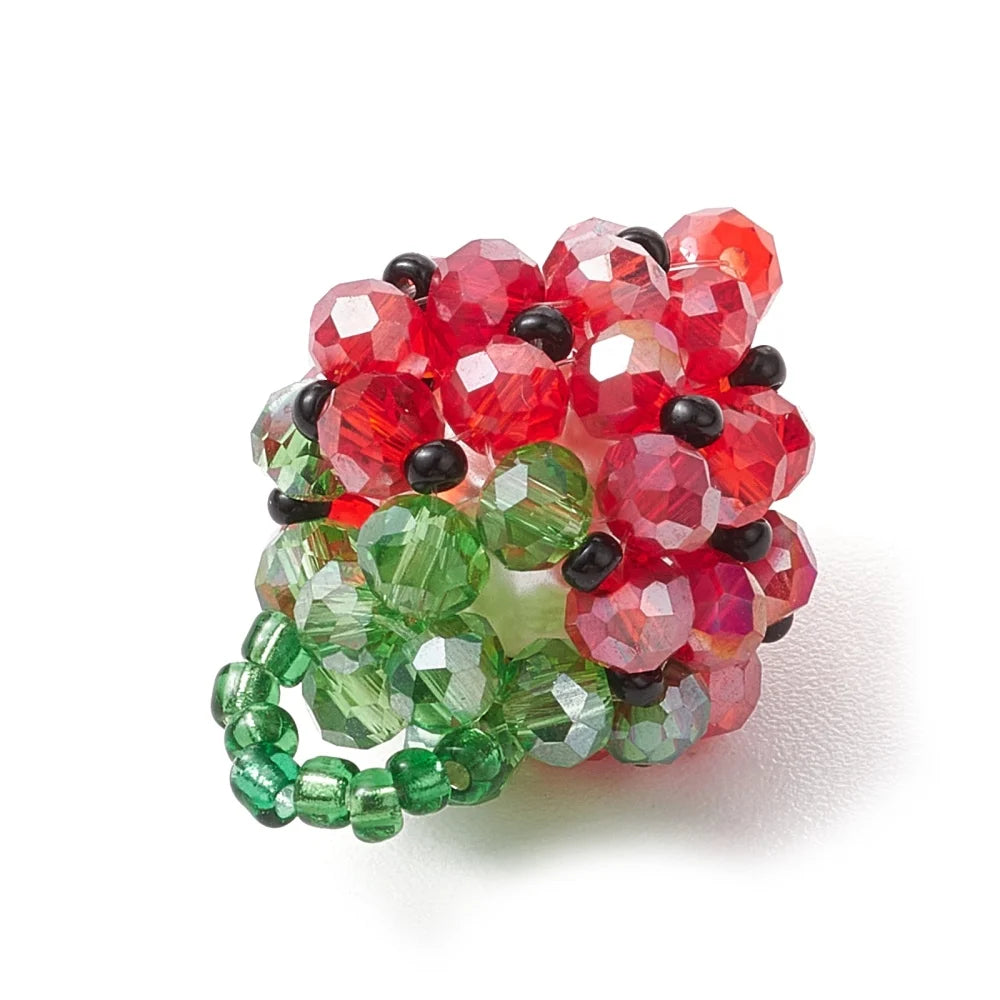 PandaHall 10Pcs Red Strawberry Glass Seed Bead Charms Handmade Beaded Fruit Charms for DIY Jewelry Necklaces Earrings Making Qme