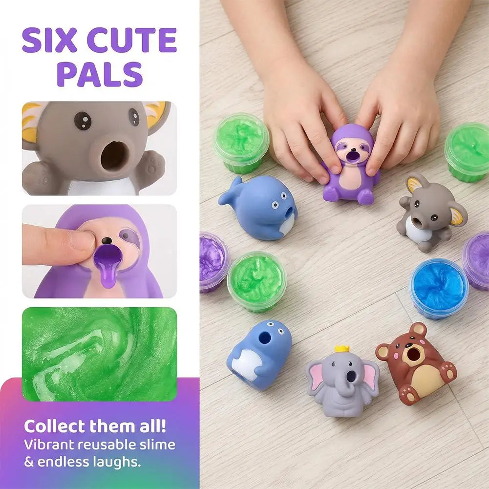 Animal Slime Squeeze Toy Puking Sucking Stress Relief Reusable Qme