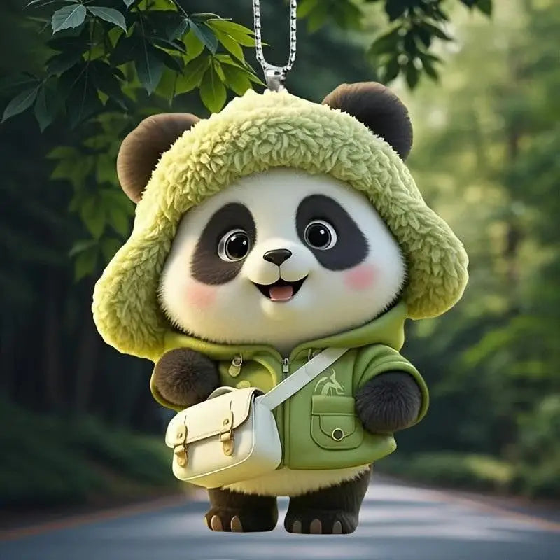 Cute Dressed Panda Pendant Keychain Cartoon 2D Flat Acrylic Ornament Qme Default Title