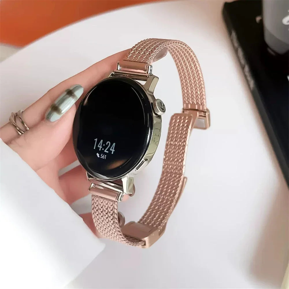 20mm 22mm Luxury Metal Magnetic Strap For Samsung Galaxy Watch4 44mm/40mm 5 pro active 2 Gear s3 Bracelet For Huawei Watch gt2/3 Qme Rose Pink 18MM