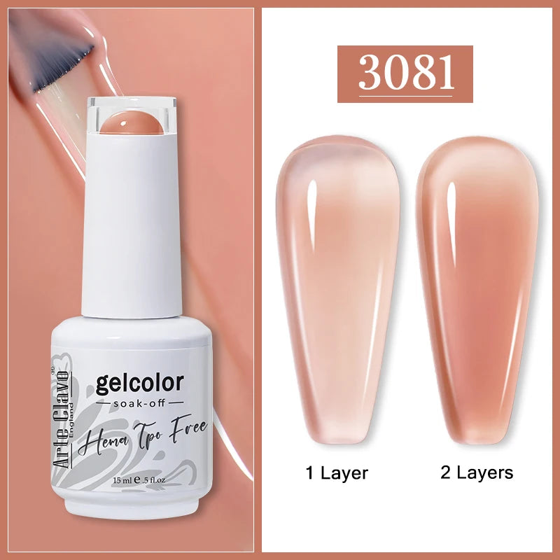 Arte Clavo Jelly Transparent Gel Nail Polish Summer Nude Pink Semi