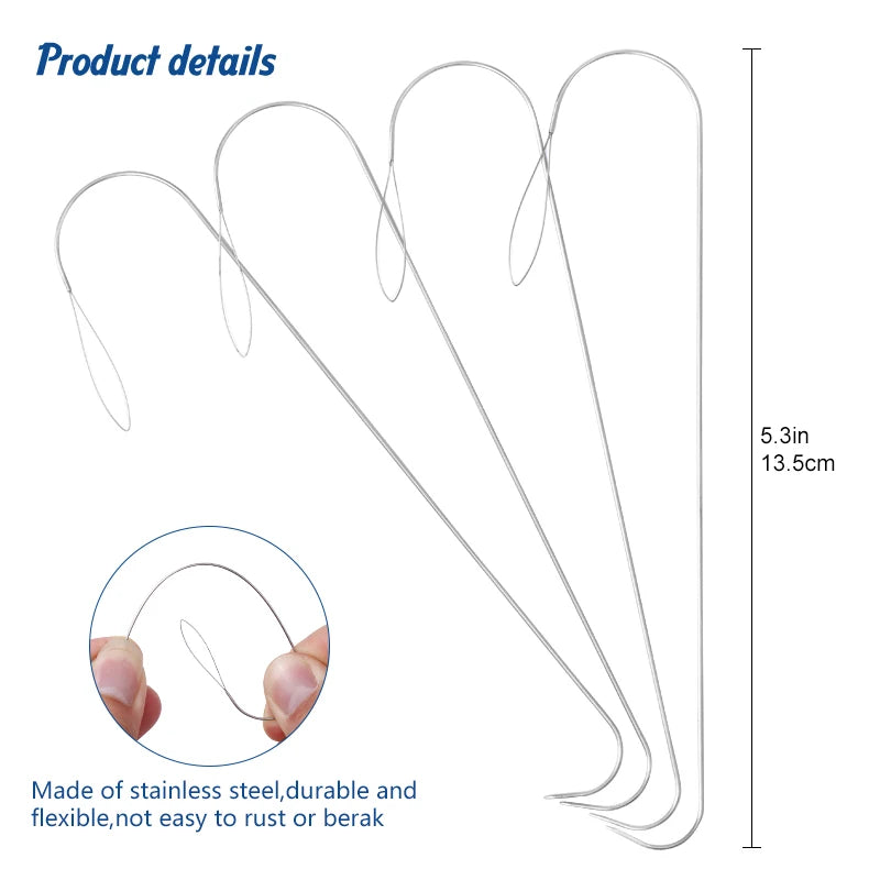 2/5Pcs 5.3 Inches Large Eye Curved Beading Needles Bead Spinner Needle for Glass Seed Beads Bracelet Necklace Jewelry Making DIY Qme