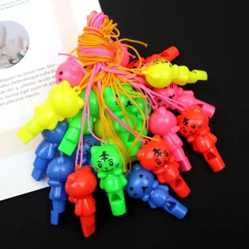 10PCS Random style Cute Animal Cat Plastic Whistle Referee Sport Cheerleading Toys And Kids Children Birthday Party Favors Gifts Qme