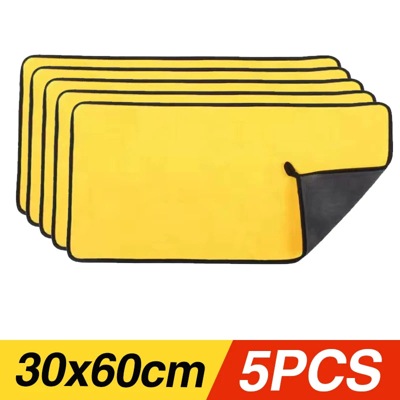 10/5/3/1pcs Thicken Microfiber Car Cleaning Towels Soft Quick Drying Windows Mirrors Wiping Rags Home Double Layer Clean Cloths Qme 5pcs 30x60cm
