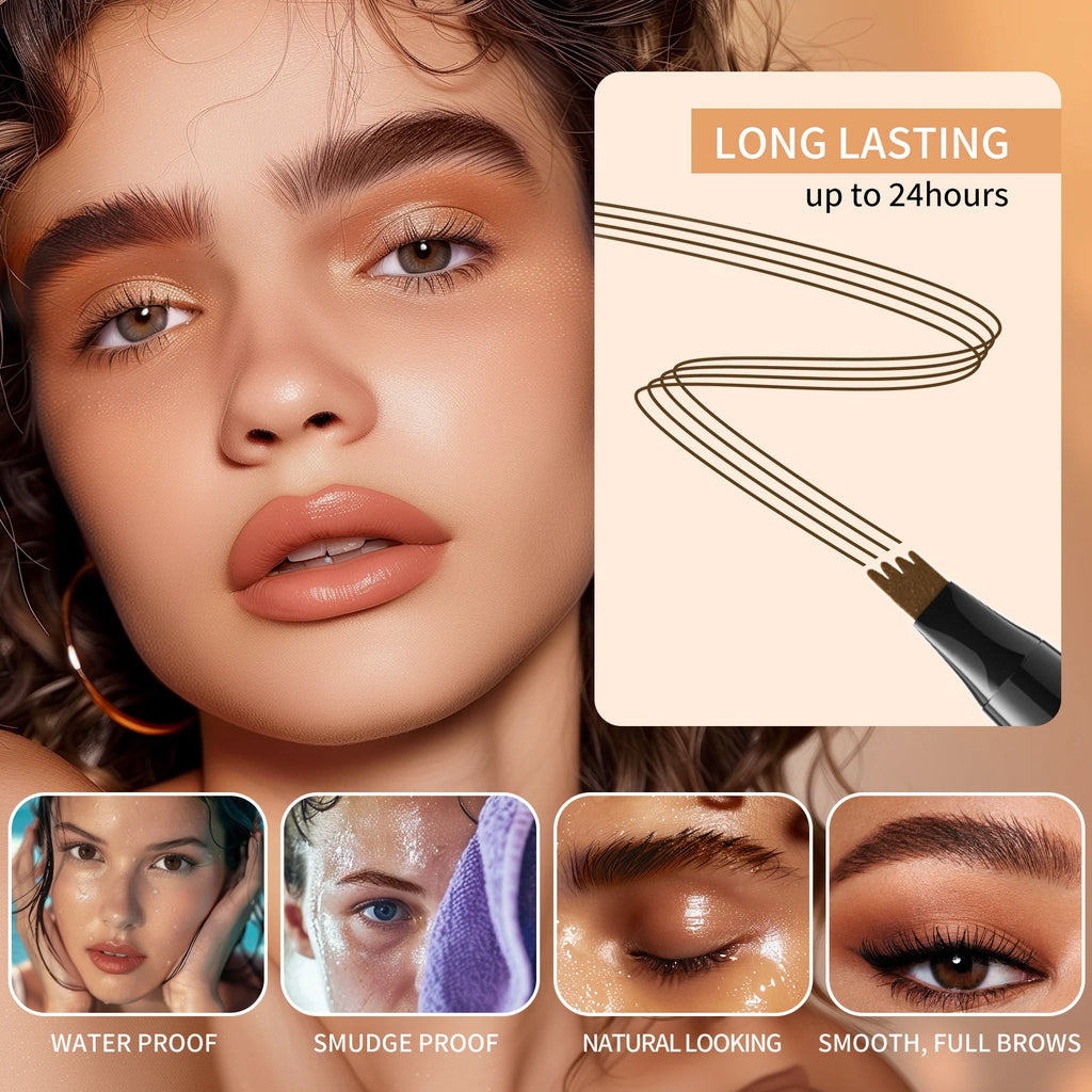 4 Point Eyebrow Pencil Waterproof Liquid Eyebrow Pen Makeup Long Lasting Cosmetic Microblade Brow Pencil Qme