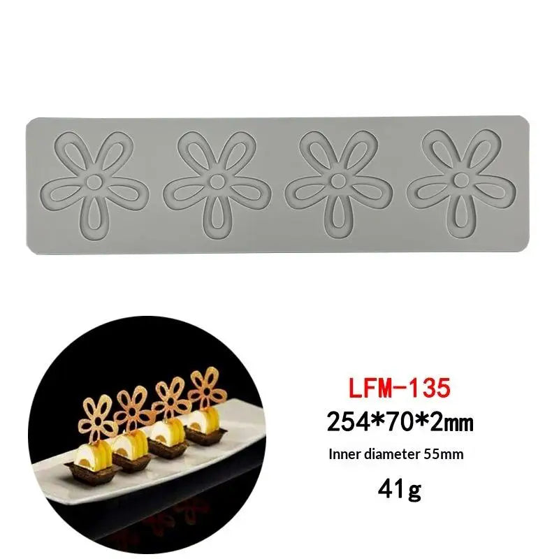 Garland Leaves Design Circle Texture Sugar Craft Silicone Pad Dessert Qme A5