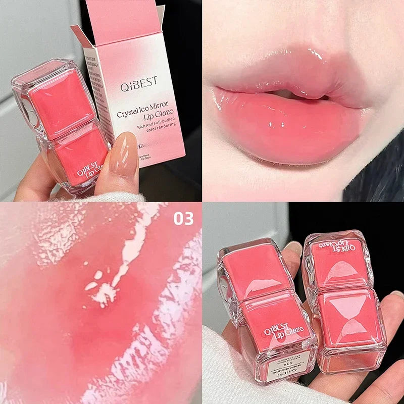 QIBEST Mirror Water Lip Glazed Moisturizing Lipgloss Tint Not Easy to Fade Lasting Non-Stick Cup Lip Stain Korean Cosmetics Qme 03