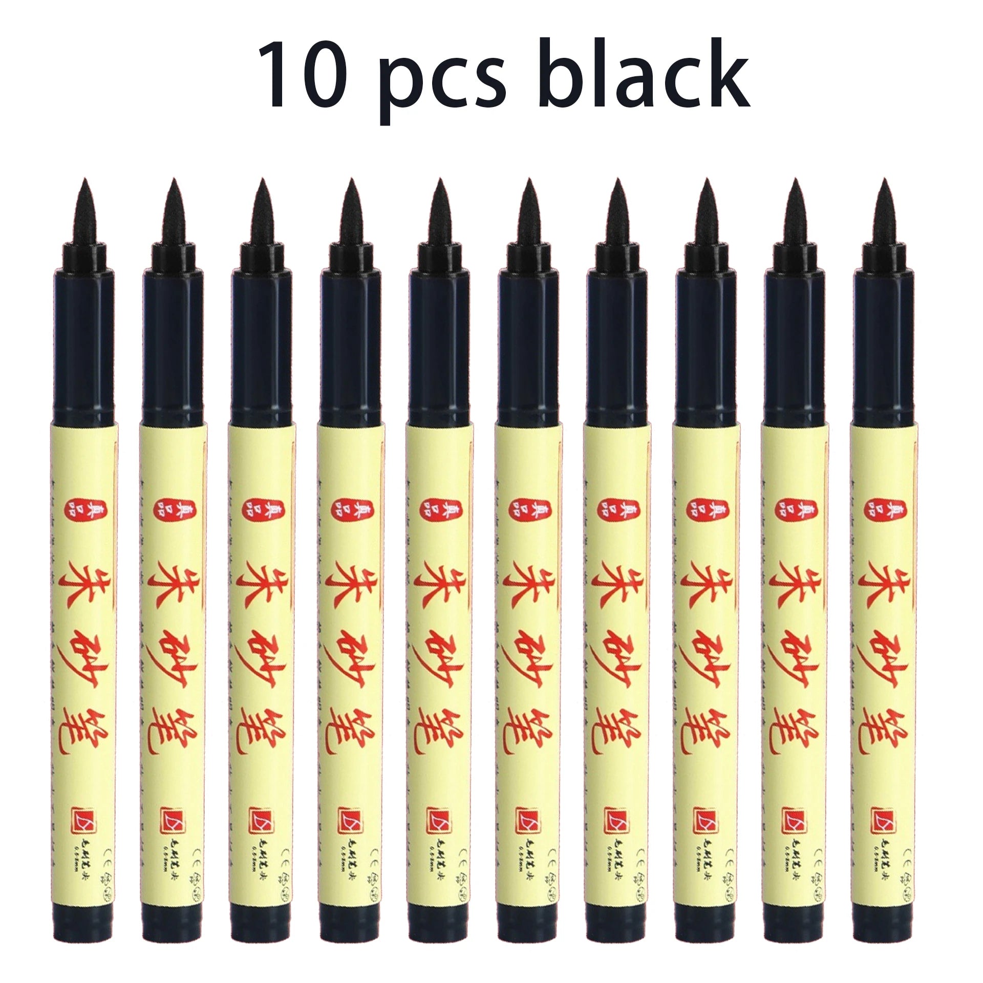 Cinnabar Pen Art Markers Pen, Red/Black Soft Brush Tip Pens, For Copy The Scriptures, Talismans, Calligraphy And Red Drawing Qme 10 black pen